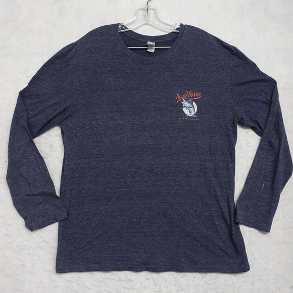 Duck T-Shirt Men's 2XL Blue Crew Long Sleeve Fit Beachhouse Graphics Polyester - Picture 1 of 10